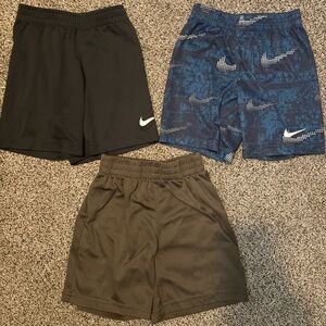 Nike New Balance Boys Kids Athletic Shorts Bundle Set - Black, Blue, and Brown